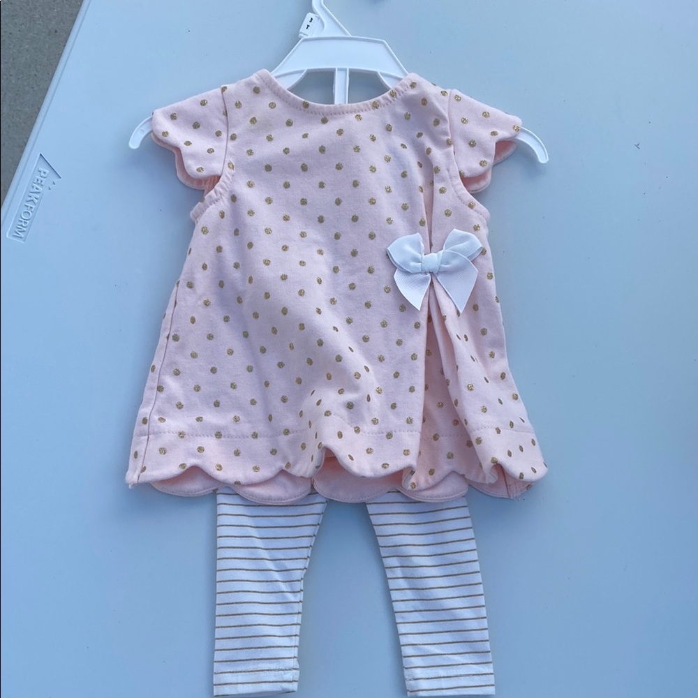 Tahari Baby Pink and Gold Outfit